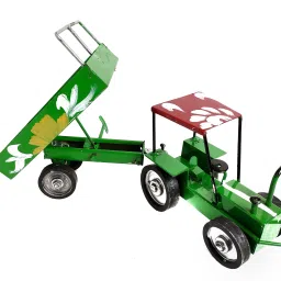 yogi selling Metal tractor with designable and colorful Trolly (Blue & Red & green), Unbreakable Large and Long lasting Toy cum Show piece (Red & Blue & green, Pack of: 1) image 5