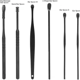 6 Pcs Set Comfortable Ear Wax Cleaner Kit (Black)-13