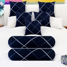 5 Cushion 2 Bolster Microfibre Geometric Bolster Pack of 7-image-43