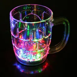 Inductive Rainbow Color Cup LED Flashing 7 Color Changing Light. Pour Water or Tea, Lighting Cup, Easy battery replace Glass (250 ml) Glass Beer Mug-1