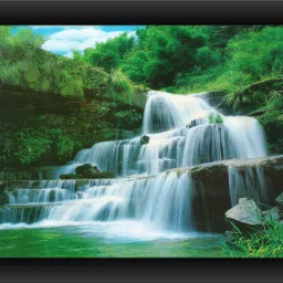 Waterfall Framed Painting for Living Room, Bedroom . Without Glass. Digital Reprint 14 inch x 20 inch Painting-image-99