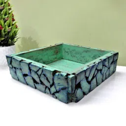 disoo fashions Mosaic Mint Green Handpainted Wood 11 inch (Big) Serving Tray-picture-23