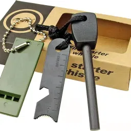Fire Starter Stick with Striker Lanyard and Whistle Magnesium Fire Starter-2