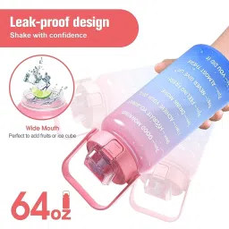 inscapedesign 2000ml Time Marker Air-Tight Toxin Free Portable Water Bottle With Top Handle 2000 ml Water Bottle image 3