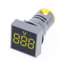 Yellow AC60-500V 22mm AD16-22FSV Square Frosted Surface LED Voltmeter Indicator Light image 1