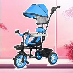 stepup grow canopy handle with basket for kids tricycle light blue colour stp grow light blue canopy handle with basket-04 Tricycle-image-9