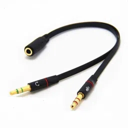 Hle Black Gold Plated 2 Male to 1 Female 3.5mm Headphone Earphone Mic Audio Y Splitter Cable Cord Wire for PC Laptop - Phone Converter-18