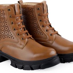Women's Faux Leather Material Tan Casual Formal Laceup, Ankle Boot. Derby For Women-image-70