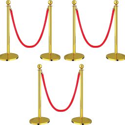 Elevating Elegance with Stainless Steel Golden Q Manager Barricade, 6 Pole 3 Rope Emergency Sign-image-38