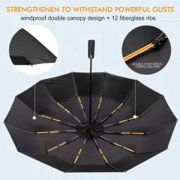 frackson 12 Rib Umbrella Automatic Open with Wind Vent,big size for rain,Windproof Umbrella image 2