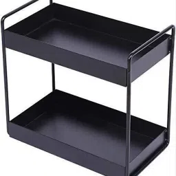Utensil Kitchen Rack Alight 2 Tier Black Spice rack container rack masala stand for kitchen Iron-image-80