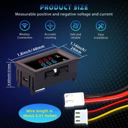 shockley DC 100V 50A Voltamp Voltmeter ampere Shunt Voltage Current Meter 0.56" (2 pc) Voltmeter image 2