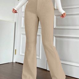 Women Slim Fit Cream Polyester Trousers-image-74