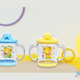 Premium Quality Bpa Free Unbreakable Sippy Cup (Sipper Mugs for Kids/Children/Babies/Infants) Spout Infant PP Water/Juice Training Sipper Cup with Handles 200ml(Yellow & Blue)-image-63