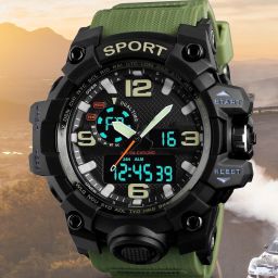 Grab the 1155 Sports Watch in Green Analog-Digital Watch - For Men PU Green Watch – Analog Digital Mix-image-85