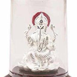 999 Pure Silver Ganesha/Vinayaka Beautiful Idol with Acrylic Base Decorative Showpiece - 12 cm-image-97