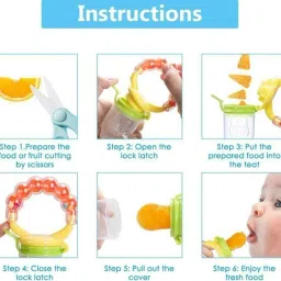 cutezilla 4 in 1 Fruit and Food Feeder Nibbler Nipple Teether Soother Pacifier Rattle Teether and Feeder image 2