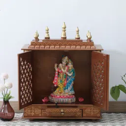 india home wood Copper Solid Wood Floor Rested Mandir With Door-picture-15