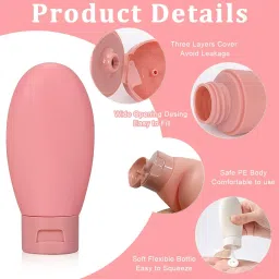 naitrafall Pack of 3 Refillable Travel Bottles for Toiletries Silicone Container for Cream 60 ml Bottle image 3