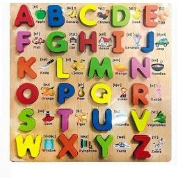 Wooden 3D Number Shape 0-20 and Capital Small Alphabet Letters Educational Learning Digital Montessori Puzzle Board Tray Games Toy for Kids (Multicolored)-image-51