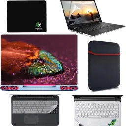 SDM 6 in 1 Combo - Laptop Skin Stickers, Screen card , Key Guard, Mouse Pad, Sleeve and Palmrest Skin for All 15.6 Inch Laptops || Notebooks Combo Set (nature image099 Combo Set-image-78