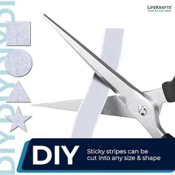 lifekrafts Self Adhesive Hook & Loop Tapes White (2M Hook+2M Loop) 25mm Width to Organize Stationaries, Arts & Crafts Projects, Photo Frame, etc. Sticky Back Strong Glue, Back Mounting Fastener Tape. Stick-on Velcro image 4