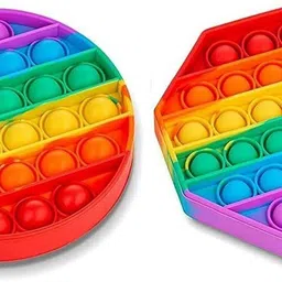 white popcorn Rainbow Pop Fidget Toy, Push Pop Bubble Fidget Sensory Toy for Kids & Adults (Round+Octagon)-picture-19