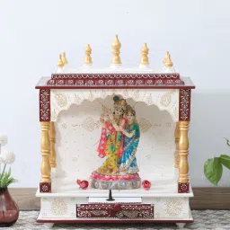 india home wood White And Red Solid Wood Wood Floor Rested Mandir Without Door-picture-4