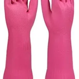 1 Pair PVC FlockLined Long Elbow Length Gloves for Kitchen Dishwashing Rubber Safety Gloves-image-43