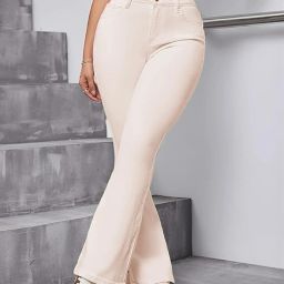 Women Boot-Leg High Rise Beige Jeans-image-95