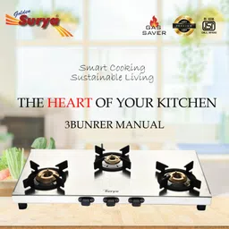 golden surya ISI Certified, 3 Burner Gas Stove, | Heavy Duty Stainless Steel Frame | PNG Use Stainless Steel Manual Gas Stove-picture-8