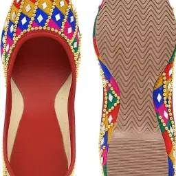 Stepster Rainbow design Stylish Jutti For Women And Girls (Red) Bellies For Women-image-26