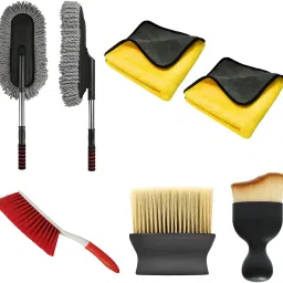Car Duster, Detailing Brush, Microfiber Towel, Corner Cleaning Brush, Carpet brush Combo-image-61