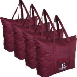 Polyester Shopping Bag for Grocery With Front Small Pocket|Pack of 4 (Maroon) Pack of 4 Grocery Bags-25