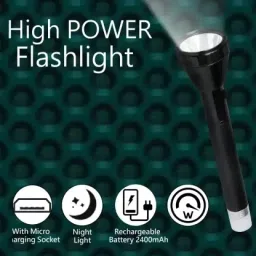 zeno volt Super Strong Bright Hgh Beam Torch Light Led 2Km Range Rechargeable Torch image 4