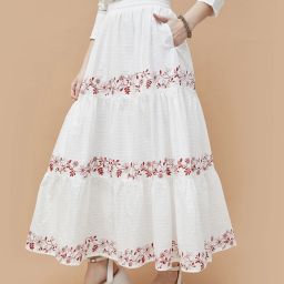 Women Printed Skorts White Skirt-image-0