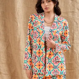 Women Printed Tuxedo Style Casual Blazer-picture-14
