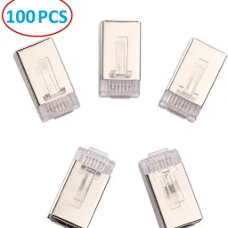 Fedus RJ45 Metal Shielded Male Plug Crimp Connector Network Plug Connector for Standed CAT6, CAT6A, CAT5 Ethernet Network Cable - (Pack of 100) Lan Adapter image 2