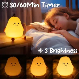 yiqelu Cute Pear Night Lamp for Kids, 7 Color Changing Silicone Nursery Night Light Table Lamp image 5