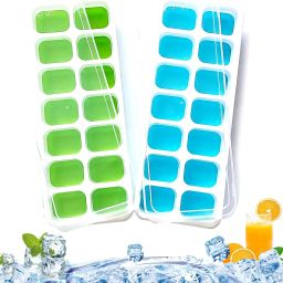 21-Cavity Ice Cube Trays with Lids, Easy Release, BPA-Free (Sqaure) Blue, Green Silicone Ice Cube Tray-image-17