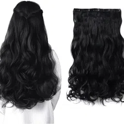 Black 5 Clip in Wavy Extension (22inch ) Hair Extension-image-13