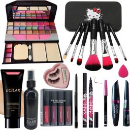 TYA 6155, Makeup Brush set,4in1 combo, Puff, 4in1 Lipstick,Fixer, Base, Eyelash-15