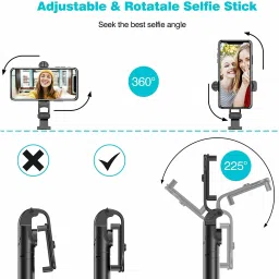 HLMOBILE AY DOWN PRICE XT-02 Bluetooth Extendable Selfie Stick Lightweight All Smartphone Tripod, Monopod, Tripod Ball Head image 3