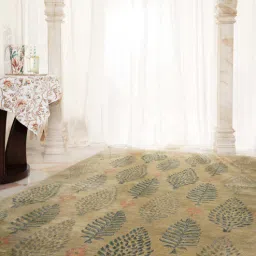 obeetee Green Floral Wool & Cotton 8 ft x 10 ft Hand Knotted Carpet-picture-25