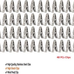 48 Cloth Peg/ Drying Pins for Hanger/Rods/Ropes Stainless Steel Cloth Clips-16