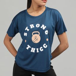 chkokko Women Printed Round Neck Polyester Blue T-Shirt-picture-40
