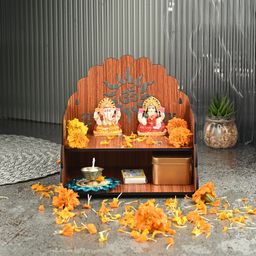 gojeeva Premium Subh Labh Om Carved Pattern Devghar, Wooden Mandir Temple(DIY) Wooden Wall Shelf-picture-45
