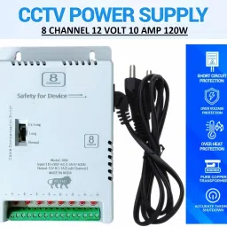 8 Channel CCTV Camera SMPS Power Supply Adapter 12V 10A 120W AC to DC Converter 10 A Rotary Dimmer-40