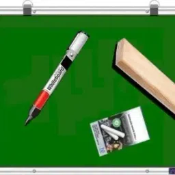 Non Magnetic Melamine 1.5X2 Ft Dual Sided WhiteBoard & ChalkBoard With 1 Duster + 1 Marker & 10 Chalk Whiteboards and Duster Combos-3