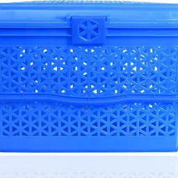 Plastic Plastic Multipurpose Trendy Shopping Big Basket with Lid (Blue) Storage Basket-40